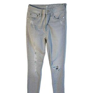 7 For All Mankind - High Waisted Skinny Distressed Jeans - Size 2